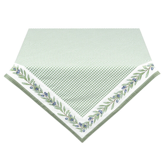 Clayre &amp; Eef | Tafelkleed Wit, Groen, Blauw 150x250 cm | OLG05GR