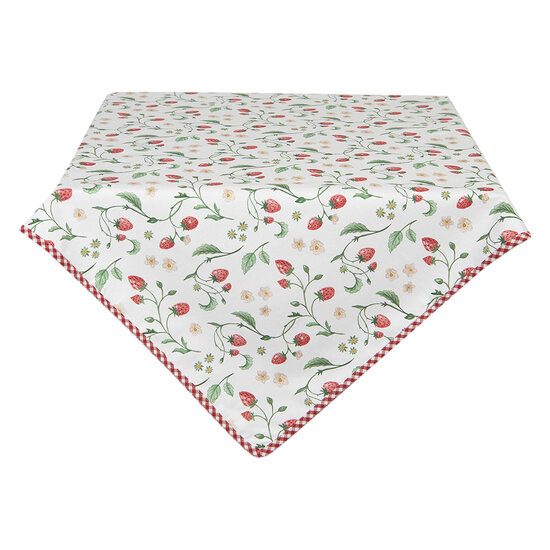 Clayre &amp; Eef | Tafelkleed Wit, Rood, Groen 100x100 cm | WIS01
