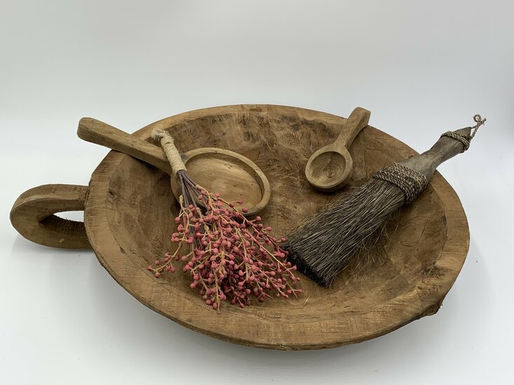Decoratie kwast hout met touw bruin 30 x 10 cm | 65575 | Home Sweet Home | Stoer &amp; Sober Woonstijl