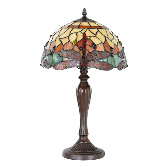 Clayre & Eef | Tiffany Tafellamp Libelle Geel ø 30x53 cm E27/max 1x60W | 5LL-9347