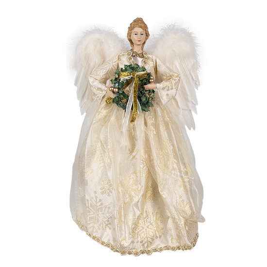 Clayre & Eef | Decoratie Beeld Engel Wit 28x16x46 cm | 65219