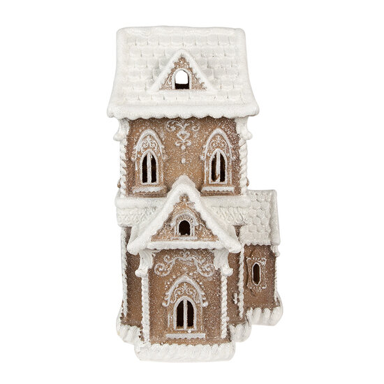 Clayre &amp; Eef | Decoratie Huis met LED Bruin, Beige 28x21x37 cm / 3xAA | 6PR3906