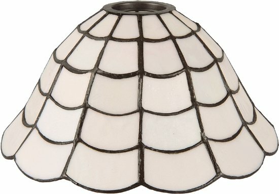 Clayre &amp; Eef | Lampenkap Tiffany &Oslash; 24*12 cm Wit Glas in lood | 5LL-5935