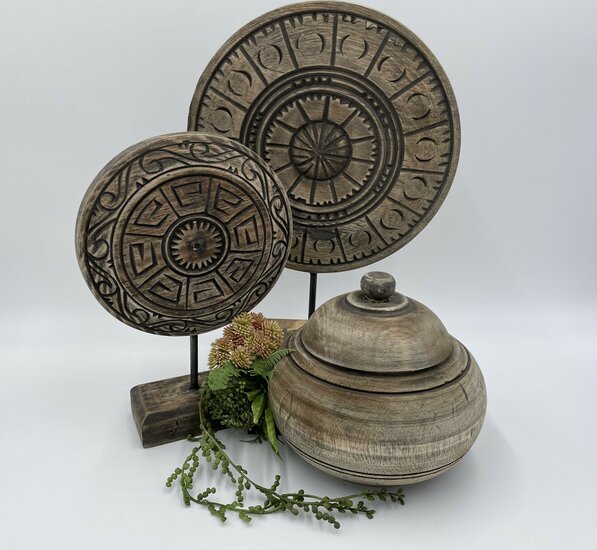 Ornament op voet middel vintage bruin / zwart hout 35 x 24,5 cm| 590502 | Home Sweet Home | Stoer &amp; Sober Woonstijl