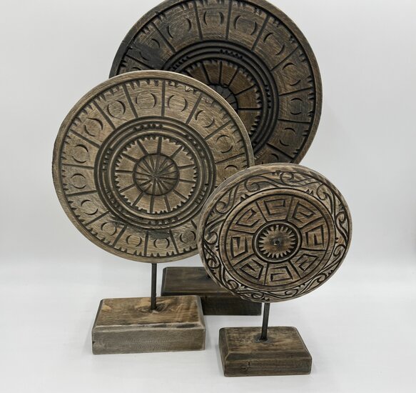 Ornament op voet groot vintage bruin / zwart hout 46 x 29,5 cm| 148109 | Home Sweet Home | Stoer &amp; Sober Woonstijl