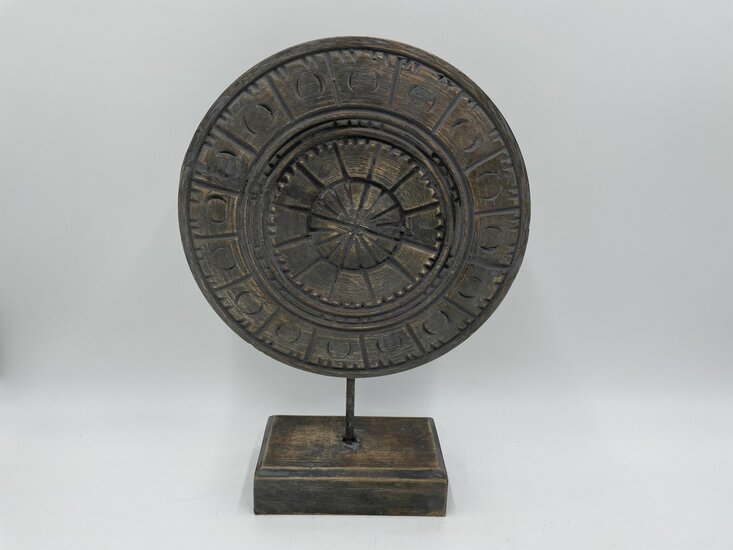 Ornament op voet middel vintage grijs bruin hout 35 x 24,5 cm | 465410 | Home Sweet Home | Stoer &amp; Sober Woonstijl