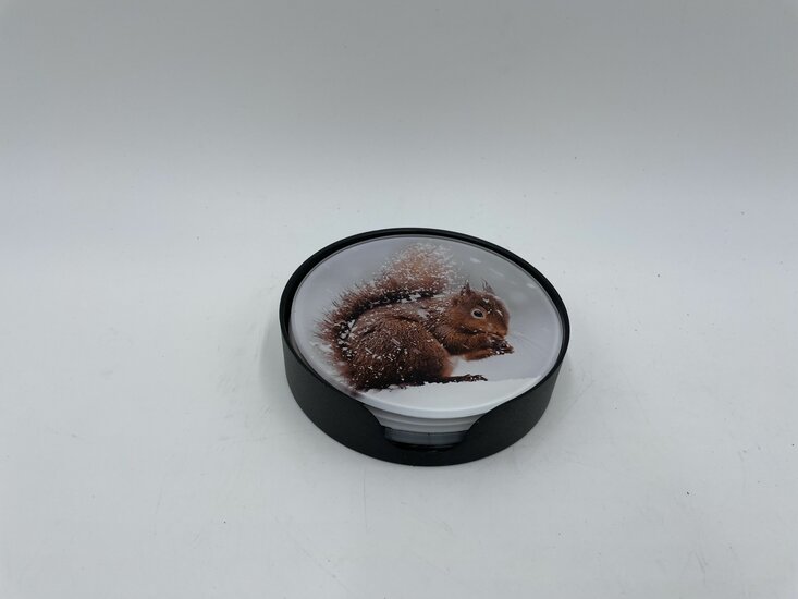 Onderzetters voor glazen set van 4 dieren in de sneeuw met houder glas &oslash; 10 cm | 6098738 | Stoer &amp; Sober