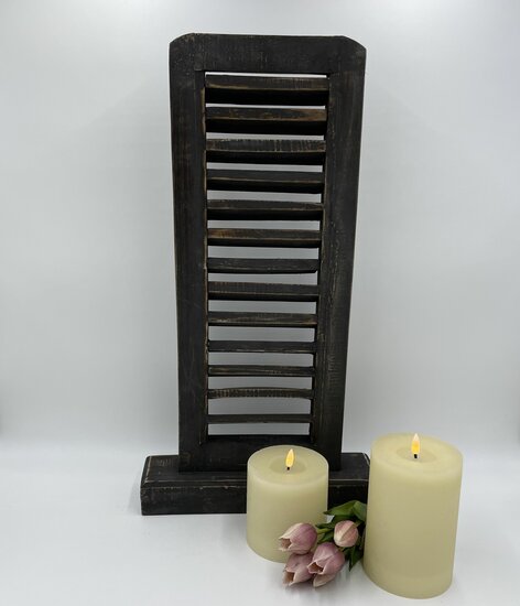 Luik louvre paneel op voet bruin / antraciet met ronde hoeken 60 x 32 cm | 437432 | Home Sweet Home | Stoer & Sober Woonstijl