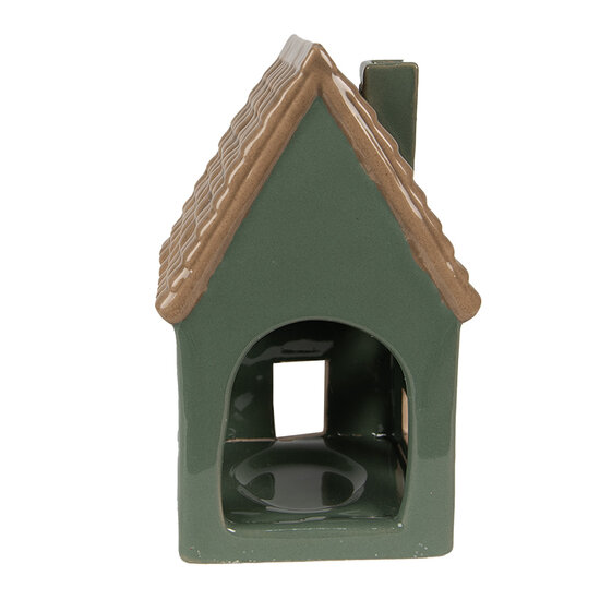 Clayre &amp; Eef | Theelichthouder Kerst Huisje Groen, Bruin 9x8x15 cm | 6CE1601