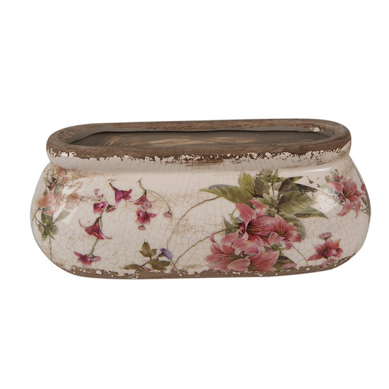 Clayre &amp; Eef | Bloempot Binnen Roze Beige 18x7x7 cm | 6CE1603S