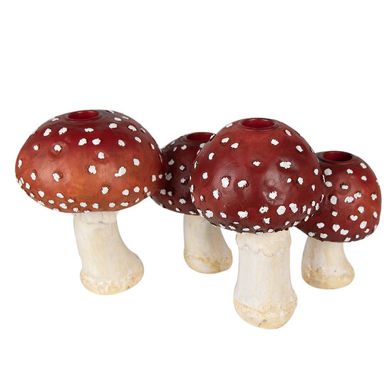 Clayre &amp; Eef | Kandelaar Paddenstoelen Rood, Wit 30x17x17 cm | 6PR3899