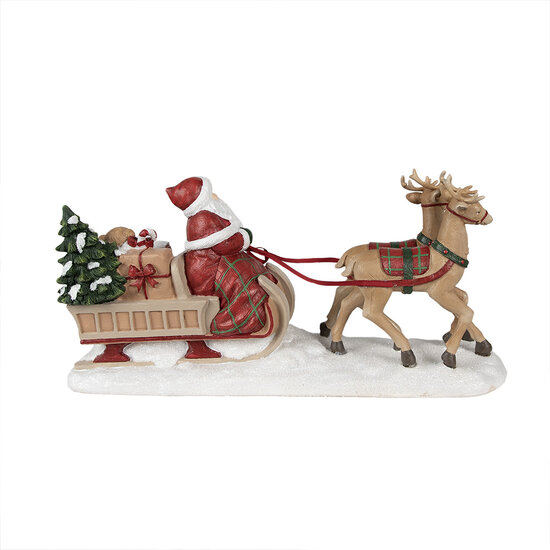 Clayre &amp; Eef | Kerstdecoratie Beeld Kerstman Rood, Bruin 41x11x19 cm | 6PR3919