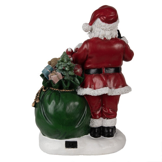 Clayre &amp; Eef | Kerstdecoratie Kerstman met sneeuwbol LED Rood, Wit, Groen 26x16x36 cm | 6PR3925