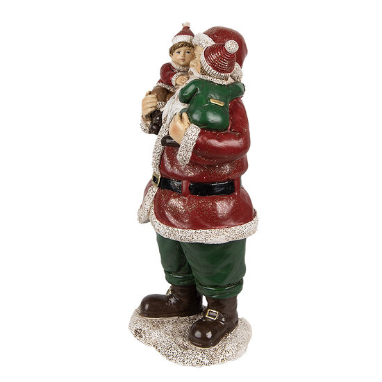 Clayre &amp; Eef | Kerstdecoratie Beeld Kerstman Rood Groen 10x8x21 cm | 6PR3931