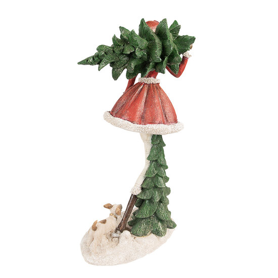 Clayre &amp; Eef | Decoratie Beeld Meisje Rood Groen 25x17x43 cm | 6PR3942