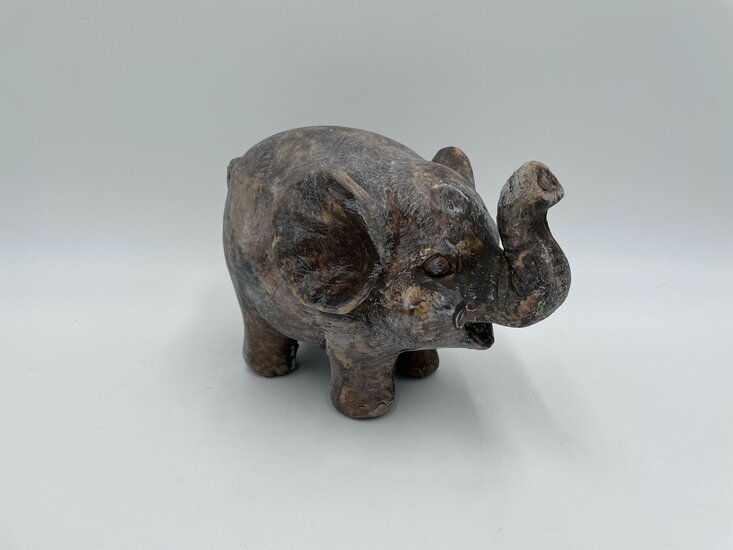 Decoratie beeld olifant met slurf omhoog vintage bruin zwart 20 x 15 | G6085660 | Home Sweet Home | Stoer &amp; Sober Woonstijl