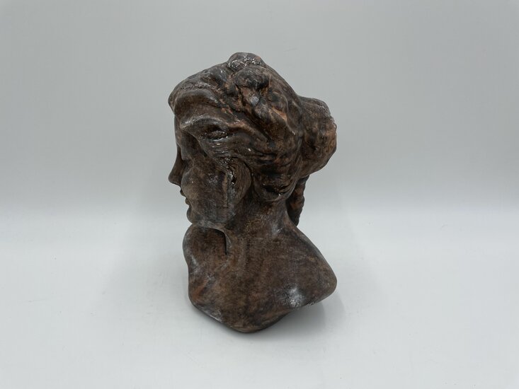 Buste decoratiebeeld Dame vintage bruin steen 21 x 15 cm | G6063903 | Home Sweet Home | Stoer &amp; Sober Woonstijl