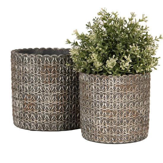 Clayre &amp; Eef | Bloempot Binnen Grijs &oslash; 15x14 cm | 6TE0494M