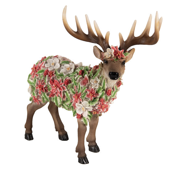 Clayre & Eef | Decoratie beeld Rendier Bruin Roze 35x14x34 cm | 6PR4894