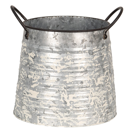 Clayre & Eef | Bloempotten Binnen Set van 3 Grijs Wit 30x24x22/27 / 24x19x21/24 / 19x14x18/21 cm | 6Y5404