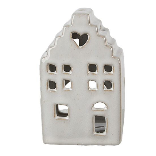 Clayre & Eef | Theelichthouder Kerst Huisje Beige 7x6x11 cm | 6CE1588S