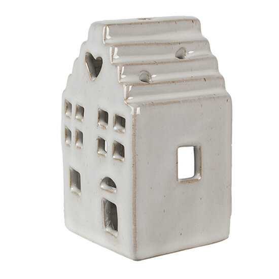 Clayre & Eef | Theelichthouder Kerst Huisje Beige 7x6x11 cm | 6CE1588S