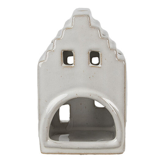 Clayre & Eef | Theelichthouder Kerst Huisje Beige 7x6x11 cm | 6CE1588S