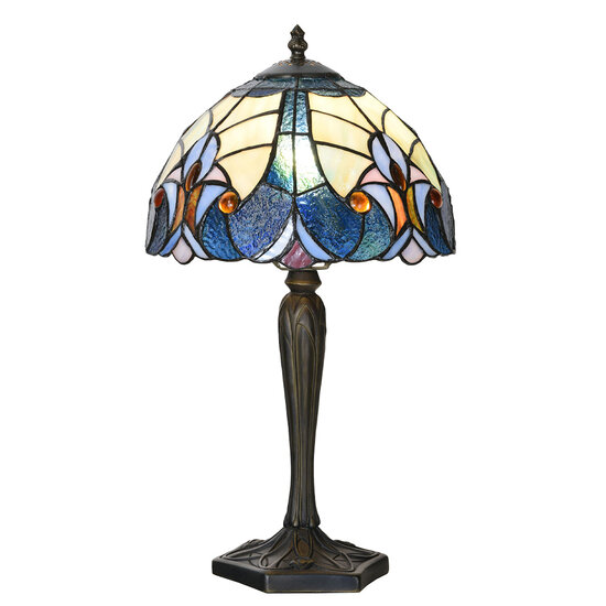 Clayre & Eef | Tiffany Tafellamp Blauw ø 25x40 cm E14/max 1x40W | 5LL-6306