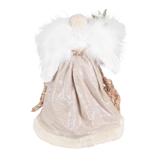 Clayre & Eef | Decoratie Beeld Engel Beige Roze 21x12x35 cm | 65261