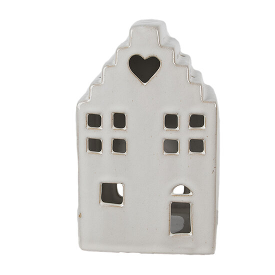 Clayre & Eef | Theelichthouder Kerst Huisje Beige 10x9x17 cm | 6CE1588L