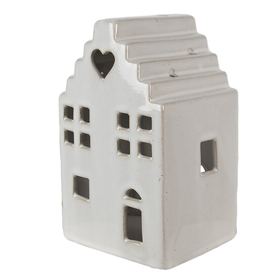 Clayre & Eef | Theelichthouder Kerst Huisje Beige 10x9x17 cm | 6CE1588L