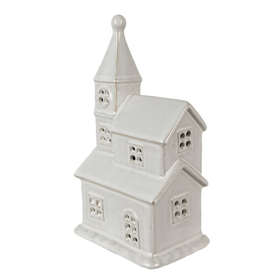 Clayre & Eef | Decoratie Kerk met LED Beige 13x9x23 cm | 6CE1590