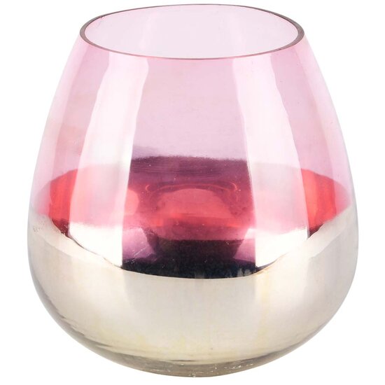 Dekoratief | Theelichtbol &#039;Smoked&#039;, roze/zilver, glas, 12x12x13cm | A218031