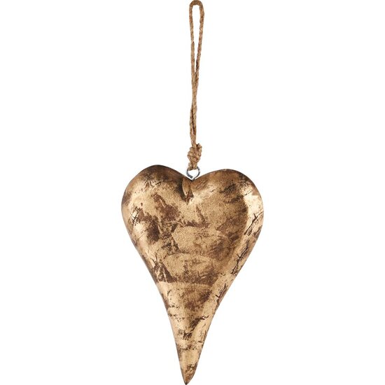 Dekoratief | Hanger hart goud, hout, 21x14x3cm | A218035