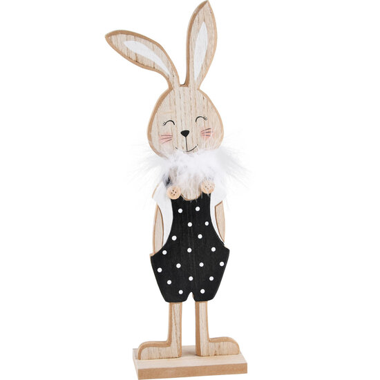 Dekoratief | Deco bunny zwart/naturel, hout, 12x40cm | A220186