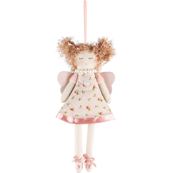 Dekoratief | Hanger engelpopje, roze, stof, 9x20x3cm | A220286