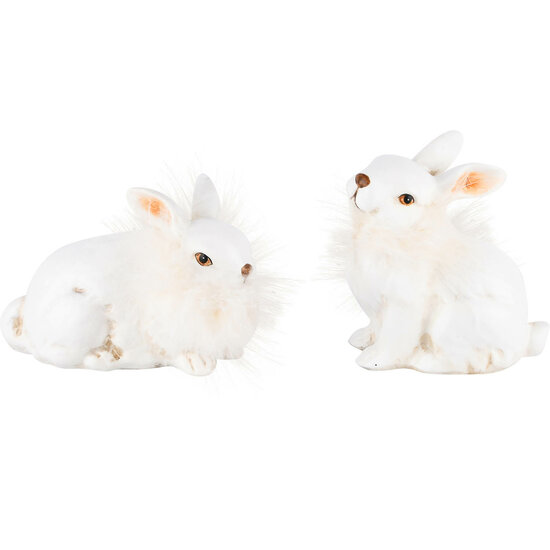 Dekoratief | Bunny zittend, wit, resina, 12x7x11cm, set van 2 stuks | A220523