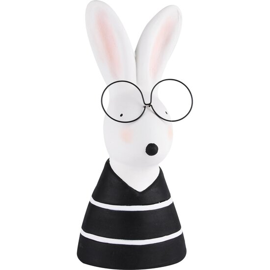 Dekoratief | Bunny m/bril, zwart/wit, TC, 10x9x23cm | A220618