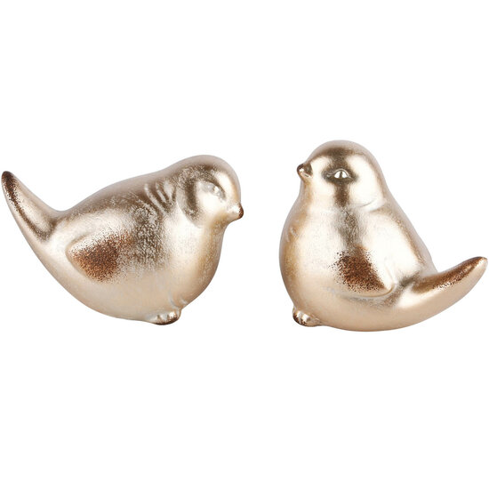 Dekoratief | Deco vogel, goud, keramiek, 13x7x8cm, set van 2 stuks | A220621