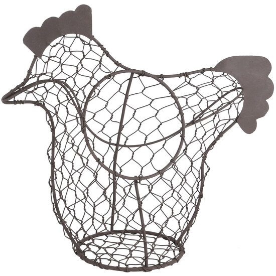 Dekoratief | Rastermand kip, zwart, metaal, 29x12x26cm | A220925