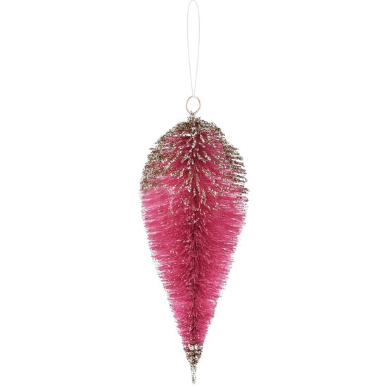 Dekoratief | Hanger druppel h?risson, roze, 10x10x29cm | A225230