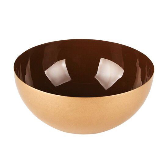 Dekoratief | Bowl rond, bruin/goud, metaal, 16x16x7cm | A228171
