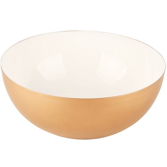 Dekoratief | Bowl rond, wit/goud, metaal, 21x21x8cm | A228179