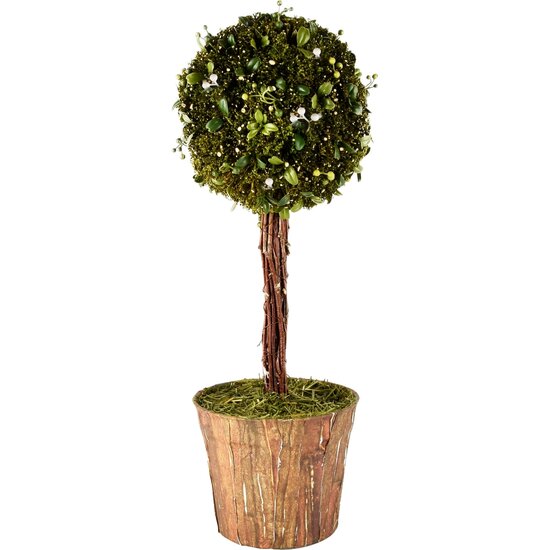 Dekoratief | Deco boom op voet, groen/bruin, pvc, 18x18x49cm | A230152