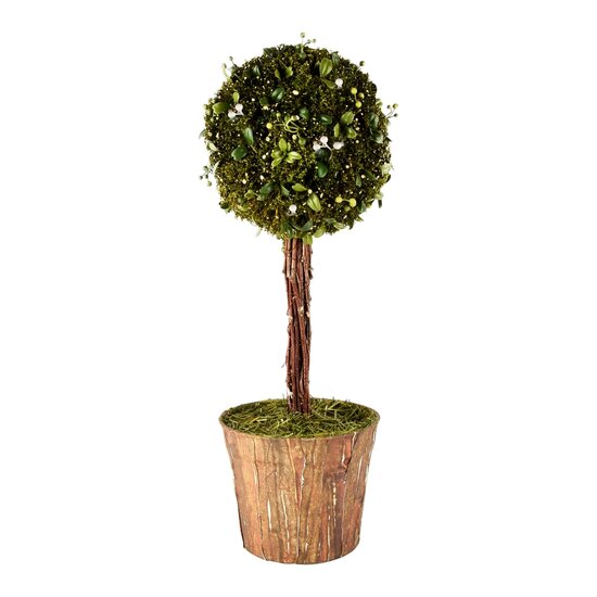 Dekoratief | Deco boom op voet, groen/bruin, pvc, 16x16x43cm | A230153
