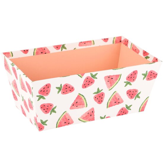Dekoratief | Bakje &#039;Sweet Watermelon&#039;, roze/wit, karton, 24x14x10cm | A230233