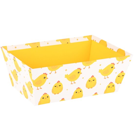 Dekoratief | Bakje &#039;Chicks&#039;, geel/wit, karton, 24x14x10cm | A230236