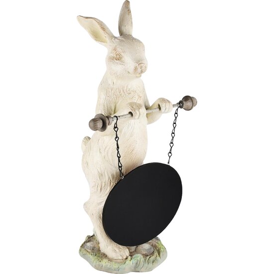 Dekoratief | Bunny staand m/krijtbord, wit/zwart, resina, 26x19x50cm | A230351