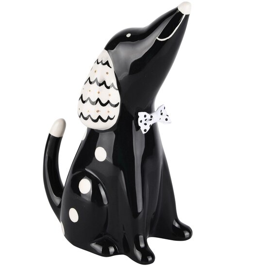 Dekoratief | Deco hond &#039;Fix&#039;, zwart/wit, dolomiet, 13x7x18cm | A230546