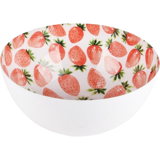 Dekoratief | Bowl rond, &#039;Fresh Strawberry&#039;, metaal, 22x22x10cm | A230921